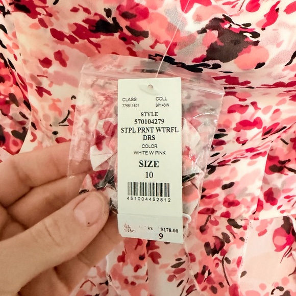 White House Black Market Strapless Watercolor Ruffle Dress NWT Size 10 - Picture 7 of 7